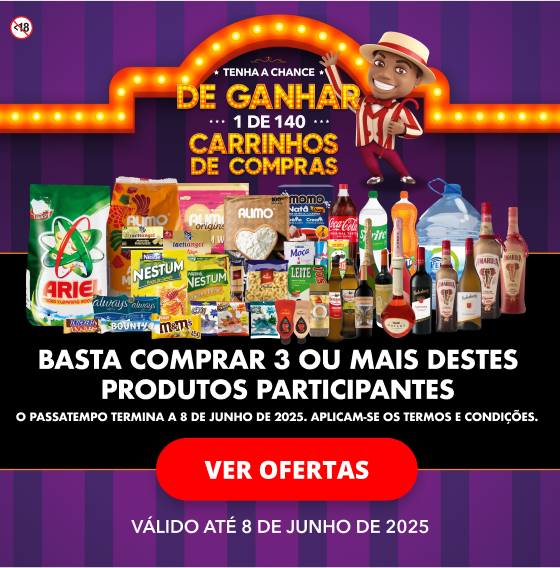 Prepare-se para comprar e ganhar com a Shoprite! Ganhe uma das 140 corridas de carrinhos. Basta comprar 3 ou mais produtos aderentes para participar. Receba um código único no seu comprovativo de caixa, envie o código para a nossa linha WhatsApp para saber se é um vencedor.