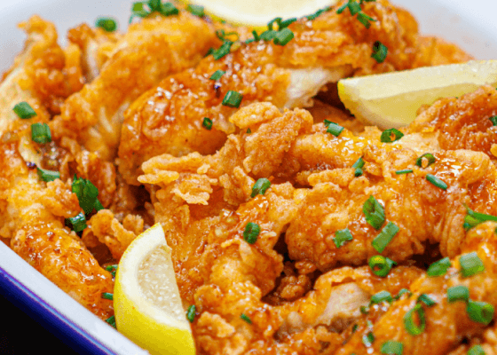 Tiras de Frango com Suco de Laranja