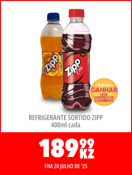 REFRIGERANTE SORTIDO ZIPP 400ml CADA - 189,99KZ